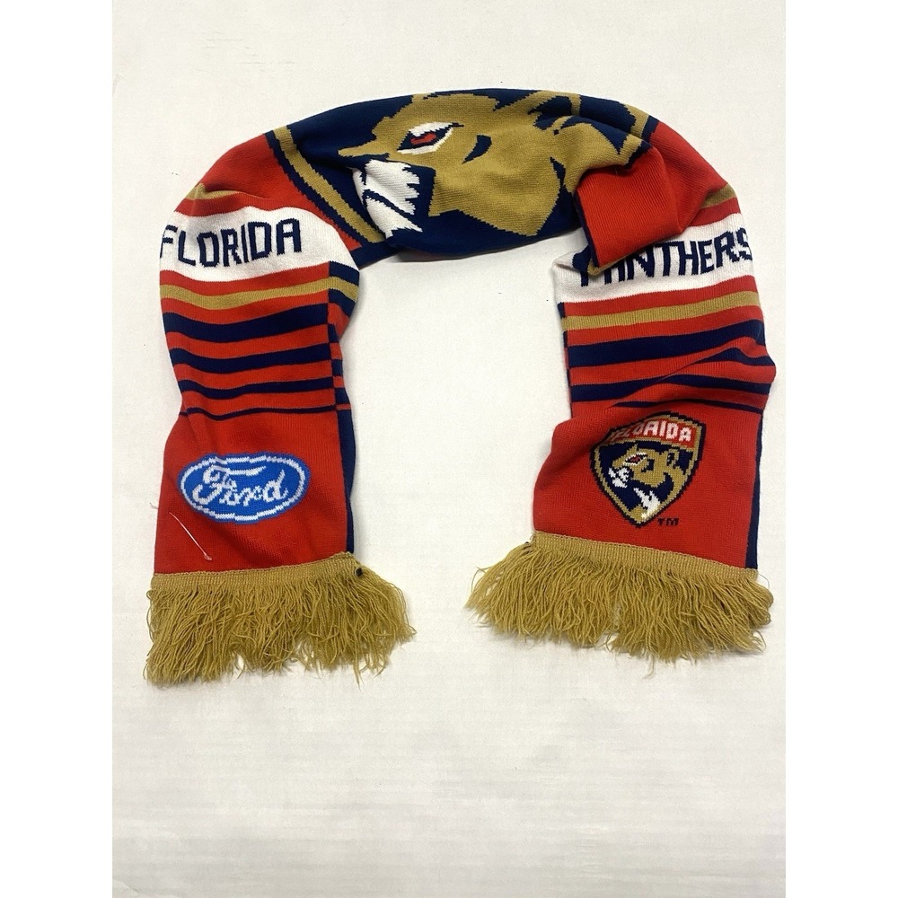 Florida Panthers Scarf NHL Knit Fan Scarf Red Blue Gold Ford Promo Hockey 50"